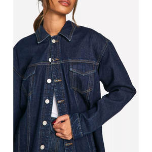 Veste en jean classique pour femme, boutonnée, coupe ample, décontractée, élégante, écologique, personnalisable, vêtement d'extérieur automne/hiver, couleur bonbon - Product Image 2