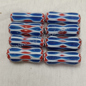 Artisan <b>Blue</b> Chevron Lampwork Glass Tube Beads with Hole for Handmade Bracelet <b>Necklace</b> Jewelry Supplies - Product Image 5