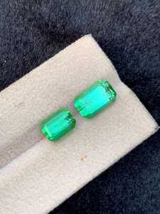 Pierre précieuse naturelle tourmaline afghane verte néon, paire de pierres facettées, pierres brutes pour la création de bijoux, bague, pendentif - Product Image 2