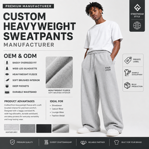 Winter Thermal 480 GSM French Terry Men's Relaxed Wide Leg Sweatpants Custom Branding Baggy <b>Joggers</b> Factory Direct Wholesale - Product Image 4