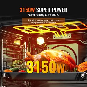 Single 24\" Electric Built-In Wall Oven with 16 <b>Cooking</b> Functions and 3150W 2.68 Cu.Ft Capacity 3150W <b>Timer</b> - Product Image 4
