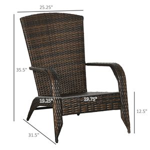 Sedia Adirondack Impilabile Pieghevole con Schienale Alto Curvo e Cuscini Morbidi, in Vimini e Rattan per Esterni, Resistente a Tutte le Condizioni Atmosferiche, Arredo per Braciere - Product Image 3