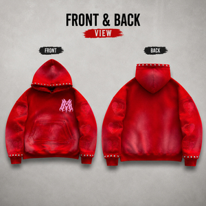 Custom Men's <b>Red</b> Hoodie Oversized Fit Streetwear Rhinestone <b>Hoodies</b> Heavyweight 100% Cotton Hoodie Men FRENCH TERRY Hoodie - Product Image 2