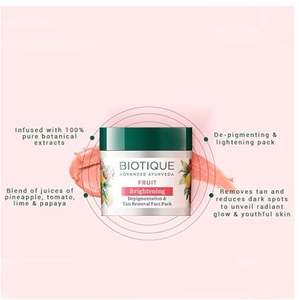 Mascarilla Facial Aclarante de Frutas para Despigmentación y Eliminación de Bronceado |   Ayurvédico y Orgánicamente Puro |   Mascarilla Facial para Eliminar Manchas para Todo Tipo de Piel - Product Image 2