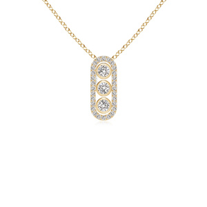 Colgante Geométrico con Tres Diamantes Cultivados en Laboratorio, Engastados en Bisel, Oro 10K 14K 18K, Plata 925 935, Joyería Fina Moderna - Product Image 3