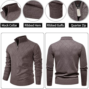 Men's Winter Viscose/Cotton Cable Knit <b>Pullover</b> <b>Sweater</b> Crew Neck Full Sleeve Solid Color Warm Anti-Pilling Front Logo - Product Image 5
