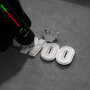 925 argent personnalisé nom pendentif pour hommes nuit lueur Hip Hop VVS Moissanite lettre plaqué or émail rappeur pendentifs diamant principal - Product Image 4