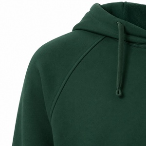 Sweat-shirt à capuche unisexe vert foncé, coupe classique, manches raglan, couleur unie, décontracté, en coton tricoté, avec poche, pour l'hiver, séchage rapide - Product Image 5