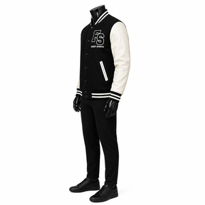 Veste bomber de baseball universitaire personnalisée pour homme, style streetwear, en mélange de laine et manches en similicuir, avec patch brodé, vente en gros - Product Image 5
