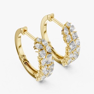 Pendientes de Aro de Oro Amarillo de 9K con Diamantes Cultivados en Laboratorio de 0.806CT, Corte Mixto Redondo, Pera, Princesa y Esmeralda, Joyería Fina al por Mayor - Product Image 4