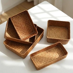 ชุดตะกร้าหวายทะเล 5 ใบ พร้อมโครงเหล็ก ตะกร้าเก็บของทำมือ ขายส่ง เป็นมิตรกับสิ่งแวดล้อม ผลิตในเวียดนาม - Product Image 1