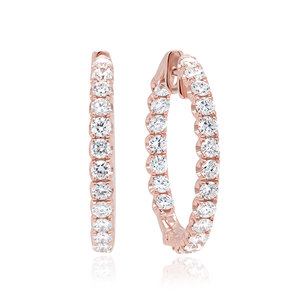 IGI Certified Lab Grown Diamond <b>Hoop</b> Earrings 14K White Gold Rhodium Plated <b>Large</b> Brilliant Cut Luxury Anniversary Wedding Party - Product Image 5