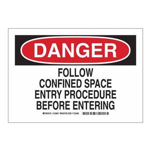 Panneau d'avertissement en PVC pour les zones de travail industrielles - Procédure d'entrée dans les espaces confinés - Danger - Product Image 2