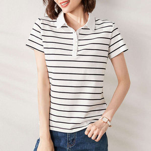 Chemises polo pour femmes respirantes de qualité supérieure à ourlet incurvé - Mélange de coton doux, coupe ajustée, disponibles en plusieurs couleurs pour un style décontracté - Product Image 5