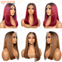 Perruques en dentelle frontale HD/Suisse de qualité supérieure en gros, cheveux humains, sans colle, couleur bordeaux, petits nœuds, 100% cheveux vierges vietnamiens