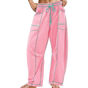 กางเกงคาร์โก้ผู้หญิงทรงหลวม กางเกงวอร์มเอวสูง พิมพ์ลายปัก รับผลิตแบบ OEM ODM ขายส่ง - Product Image 1