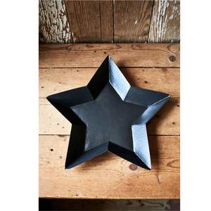Modern Star Shape Hammered Metal Serving Tray <b>Matte</b> Black Decorative Appetizer Plate Luxury Home Decor Platters for Party <b>Table</b> - Product Image 1