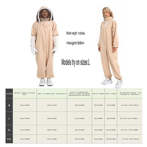 Traje de Apicultura con Capucha de Malla Ventilada, Protección Corporal Completa, Overol Beige, Guantes Blancos Incluidos - Product Image 2