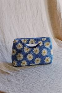 Bolso de mano azul con cuentas y margaritas para mujer, estilo vintage floral, lindo bolso de vacaciones para fiesta - Product Image 6