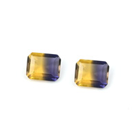 Excelente Gema Suelta de Cuarzo Ametrino Sintético, Corte Octogonal 10x12mm, Briolette Facetada, Cabujón de Alto Brillo, Morado Amarillo