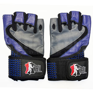Gants de musculation professionnels bleus et noirs avec bandes de maintien robustes pour les poignets |   Poignée antidérapante de qualité supérieure pour un équipement de musculation ultime - Product Image 3