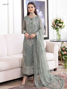 Robe d'été pour femmes, style pakistanais, design traditionnel, en mousseline de soie, best-seller, robe de soirée non cousue, design de créateur - Product Image 3