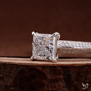 2 CT princess cut lab grown <b>diamond</b> engagement <b>ring</b> with micro pave band in 10K white gold IGI certified <b>ring</b> - Product Image 2