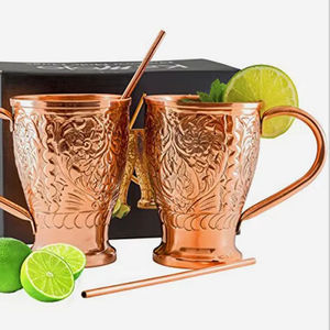 Mug à Moscow Mule en cuivre, tasse à bière, design classique vintage, minimaliste, écologique, emballage cadeau, cadeau d'affaires - Product Image 1