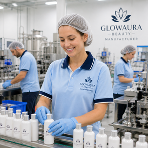 GLOWAURA Fabricant de produits de beauté pour la personnalisation de logos sur chemises |   Vêtements de travail pour usine de cosmétiques haut de gamme, jersey respirant tricoté - Product Image 2