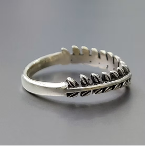 Retro 925 Sterling <b>Silver</b> Leaf Chevron <b>Ring</b> Handmade <b>Stacking</b> Jewelry For Women Fine Jewelry Wholesale - Product Image 3