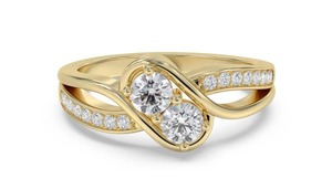 Bague de fiançailles style vintage avec diamant de laboratoire, sertie sur l'épaule, 0,65 carat, taille brillant rond, certifiée - Product Image 3