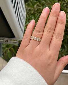 Anillo de Eternidad con Diamantes Cultivados en Laboratorio de Corte Ovalado, Anillo de Eternidad Completo Ovalado de Oro de 14k, Anillo de Boda Ovalado Creado en Laboratorio - Product Image 3