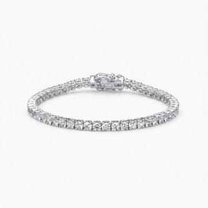 กำไลข้อมือเพชรทรงกลมเจียระไนแบบบริลเลียนท์ ทองคำแท้ 10K 14K 18K เพชรเพาะเลี้ยงในห้องปฏิบัติการ ของขวัญวันครบรอบสำหรับภรรยา พร้อมใบรับรอง IGI เครื่องประดับงานแต่งงาน - Product Image 1