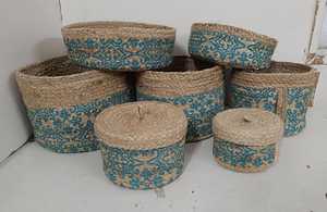 Paniers de rangement rectangulaires en jonc de mer naturel tressé à la main avec couvercles, boîtes de rangement pour hôtel et maison - Product Image 4