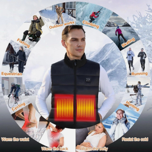 Winter Men <b>Women</b> <b>Black</b> Heated Vest with 8 Heating Zones and 3 Adjustable Temperatures - Product Image 6