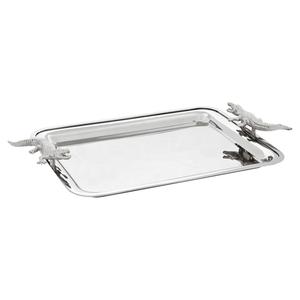 Plateau de service en aluminium argenté pour poisson, finition étain de luxe, accessoire de restauration pour fruits de mer, style nautique élégant, plateau métallique - Product Image 3