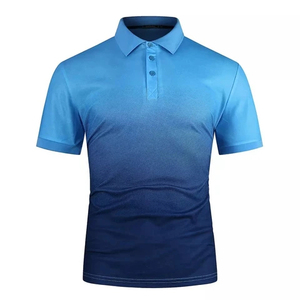 Camisas de Golf de Manga Corta para Hombre con Estampado Degradado, 100% Algodón Tejido, Ropa Casual - Product Image 1