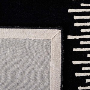 Tapis moderne abstrait noir ivoire à motifs géométriques, tissé à la main, pour salon et chambre, décoration de sol contemporaine - Product Image 6