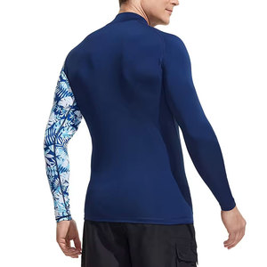 Chemise de compression anti-UV à manches longues pour homme, imprimé floral bleu, de haute qualité, légère, pour adultes - Product Image 3