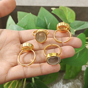 Best Selling Natural Druzy Agate <b>Adjustable</b> <b>Rings</b> Raw Gemstone Handmade 18k Gold Plated Brass Vintage Women's Gift Birthday - Product Image 4