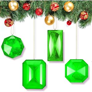 Set di 4 Decorazioni Natalizie da Appendere, Rettangolari in Acrilico con Glitter, 10 cm e 16 cm - Product Image 1