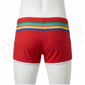 North Approach Women Red Striped Swim Shorts With Pockets Quick Dry Contrast Binding - Product Image 2
