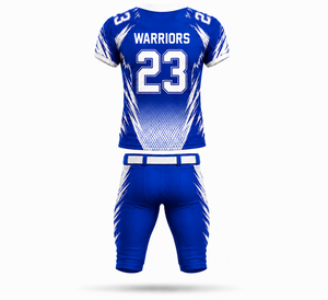 Uniforme de Fútbol Americano para Hombre Warriors, Conjunto de Jersey y Pantalones con Estampado por Sublimación Azul y Blanco, Número 23, Poliéster Transpirable - Product Image 3
