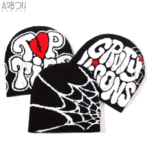 Bonnets d'hiver surdimensionnés à imprimé graphique et lettres, style urbain streetwear, entièrement personnalisables, qualité supérieure, prix de gros - Product Image 2
