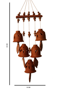 Campana de Viento Moderna de Terracota de Alta Calidad, Fácil de Instalar, para Uso en Exteriores, Decoración de Jardín, Hecha a Mano en India - Product Image 3