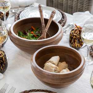 Cuencos de madera artesanales para servir, cuenco de madera para ensalada con patrón de caparazón de tortuga para decoración de mesa bohemia, cuencos para servir en fiestas. - Product Image 6