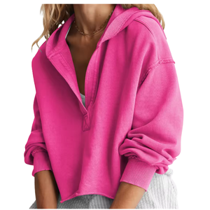Pull ample tendance à col semi-ouvert, couleur unie, imprimé devant, pour femme, collection automne-hiver - Product Image 2