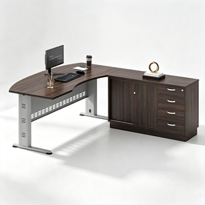 Bureau de direction moderne en forme de L avec finition bois, design contemporain, taille manager 6 pieds, pour usage commercial - Product Image 4