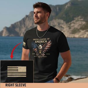 Camiseta del 250.º Aniversario del Día de la Independencia de EE. UU., Diseño de Águila Americana, Algodón Patriótico, Camiseta Informal para Hombre, Venta al Por Mayor OEM - Product Image 2