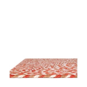 Tapis rectangulaire moderne rouge beige en polypropylène tissé plat avec envers antidérapant en caoutchouc pour couloir - Product Image 4